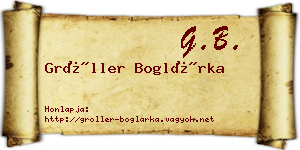 Gröller Boglárka névjegykártya